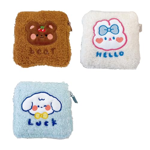 MAYCREATE Small Pouches for Women, 3Pcs Sanitary Pads Small Pouch, Cute Cartoon Coin Pouch for Girls, 5 Inch Plush Lipstick Small Makeup Pouch for Earphones, Tissue Packs MAYCREATE Small Pouches for Women, 3Pcs Sanitary Pads Small Pouch, Cute Cartoon Coin Pouch for Girls, 5 Inch Plush Lipstick Small Makeup Pouch for Earphones, Tissue Packs